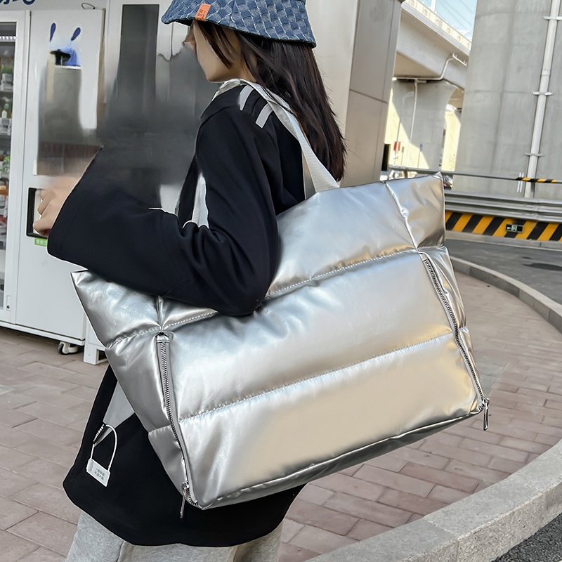 Y2k tas bahu Perak Mode Korea  - Down Jacket Packable ulasan dan harga