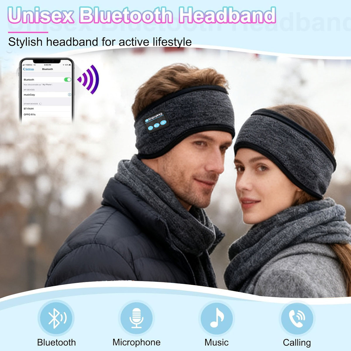 Headphone Bluetooth Nirkabel H - Winter Headband Fleece ulasan dan harga