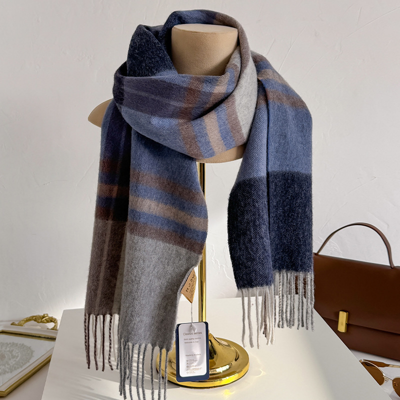 100% Syal Wol Kotak-kotak Wani - Wool Scarf Men ulasan dan harga