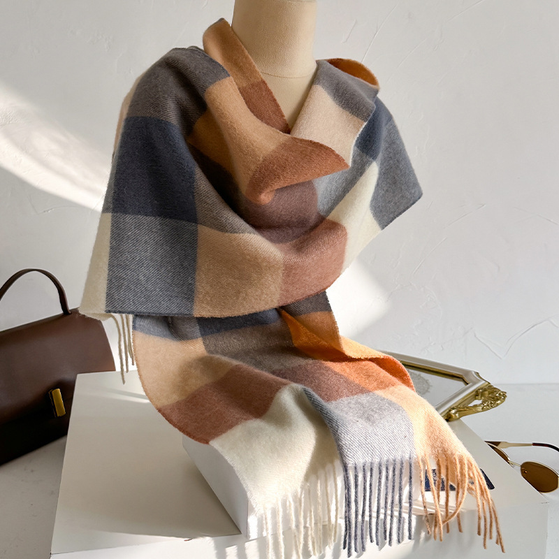 100% Syal Wol Kotak-kotak Wani - Wool Scarf Men ulasan dan harga